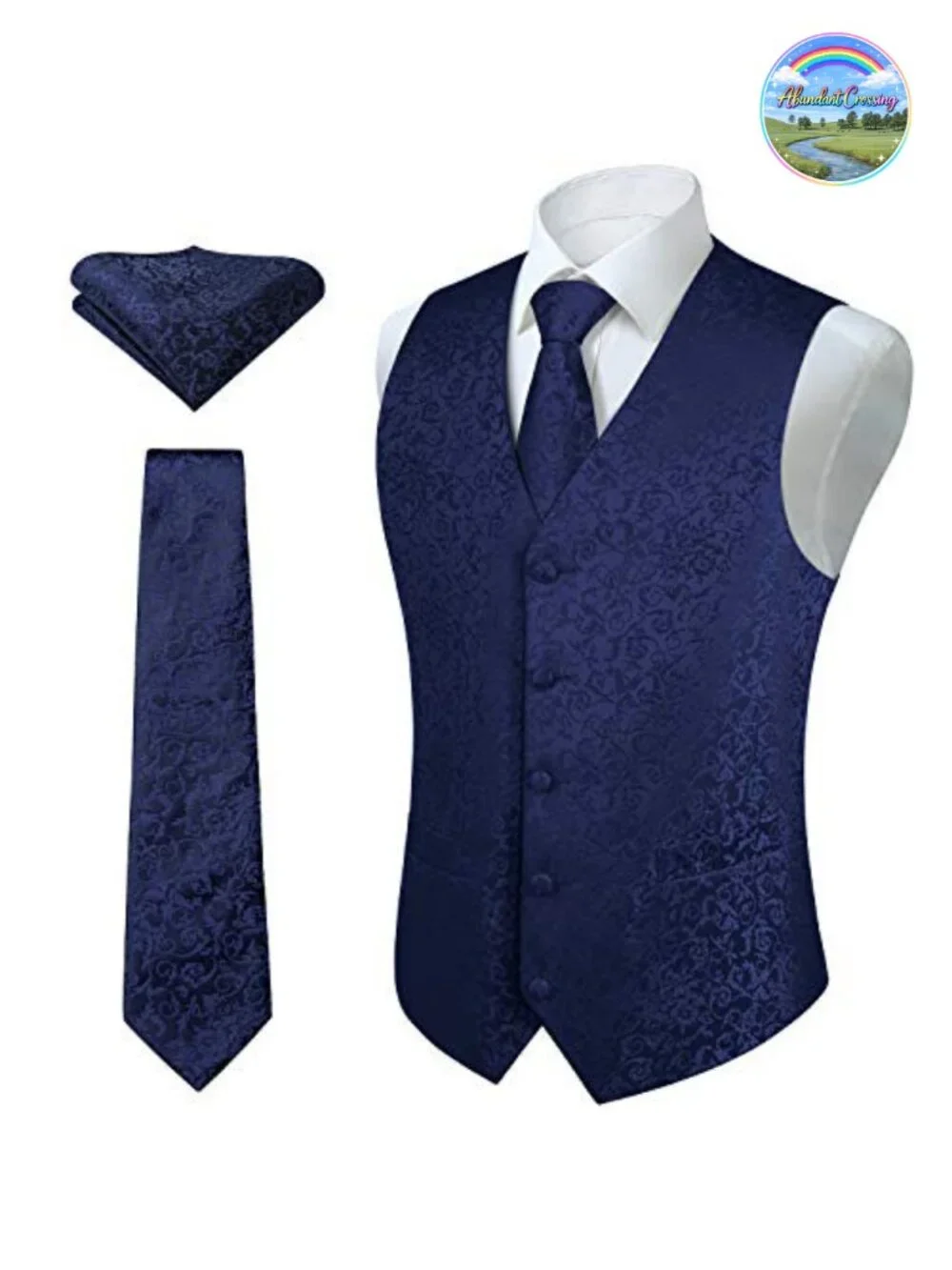 Mens 3PC Vest Tie Pocket Square Set Formal Wedding Paisley Jacquard